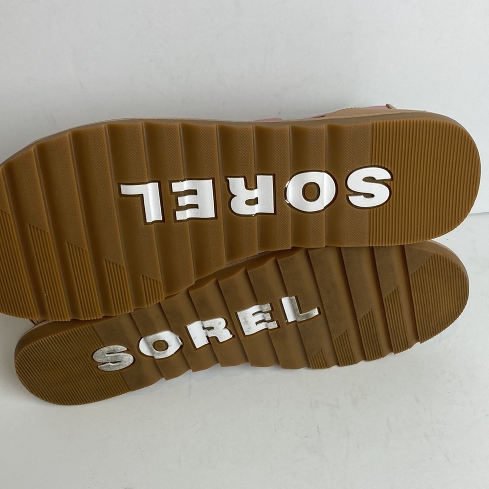 Sorel Pink and Tan Women’s Cross-Strap Sandals - Picture 11 of 16